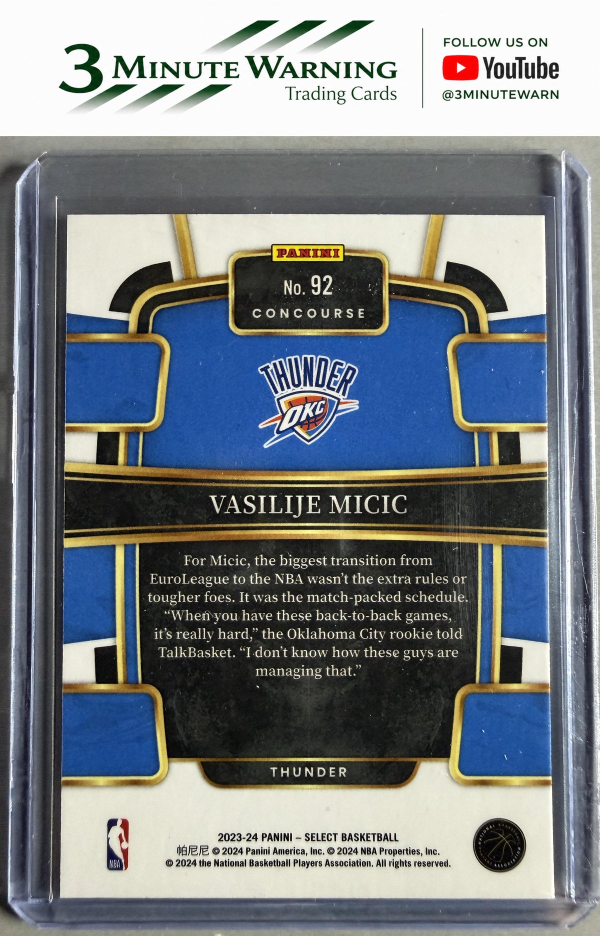 2023-24 Panini Select #92 Vasilije Micic Blue (Retail Base)