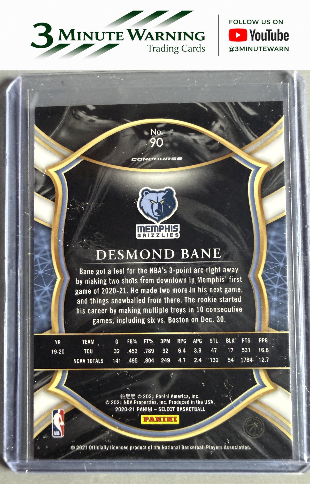 2020-21 Panini Select #90 Desmond Bane Blue