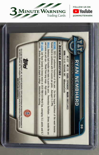 2022-23 Bowman University Chrome #96 Ryan Nembhard