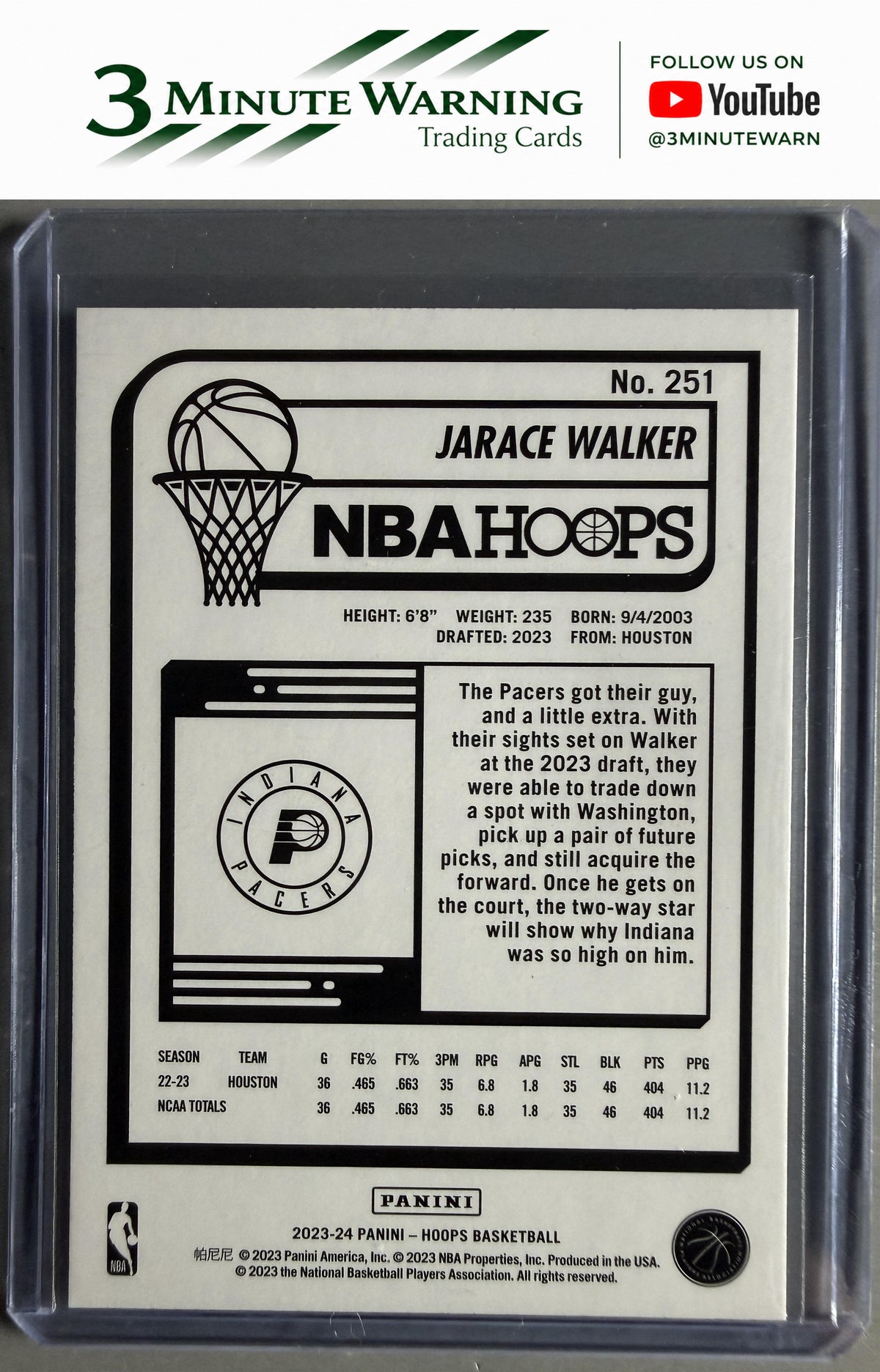 2023-24 Hoops #251 Jarace Walker