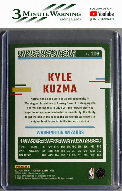 2023-24 Donruss #106 Kyle Kuzma Green Laser Holo
