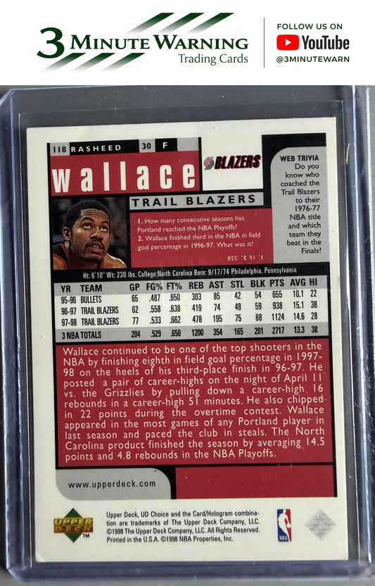 1998-99 UD Choice Preview #118 Rasheed Wallace