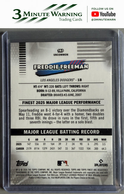2026 Topps Finest #163 Freddie Freeman Aqua Mini Diamond /199 Uncommon