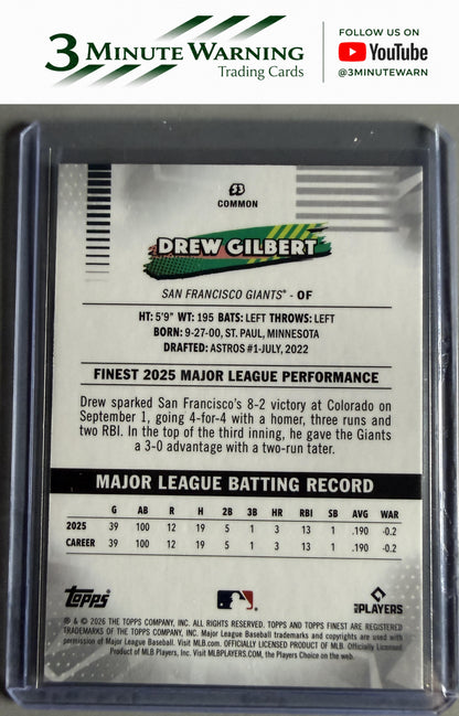 2026 Topps Finest #53 Drew Gilbert Common