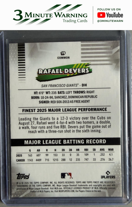 2026 Topps Finest #19 Rafael Devers Common