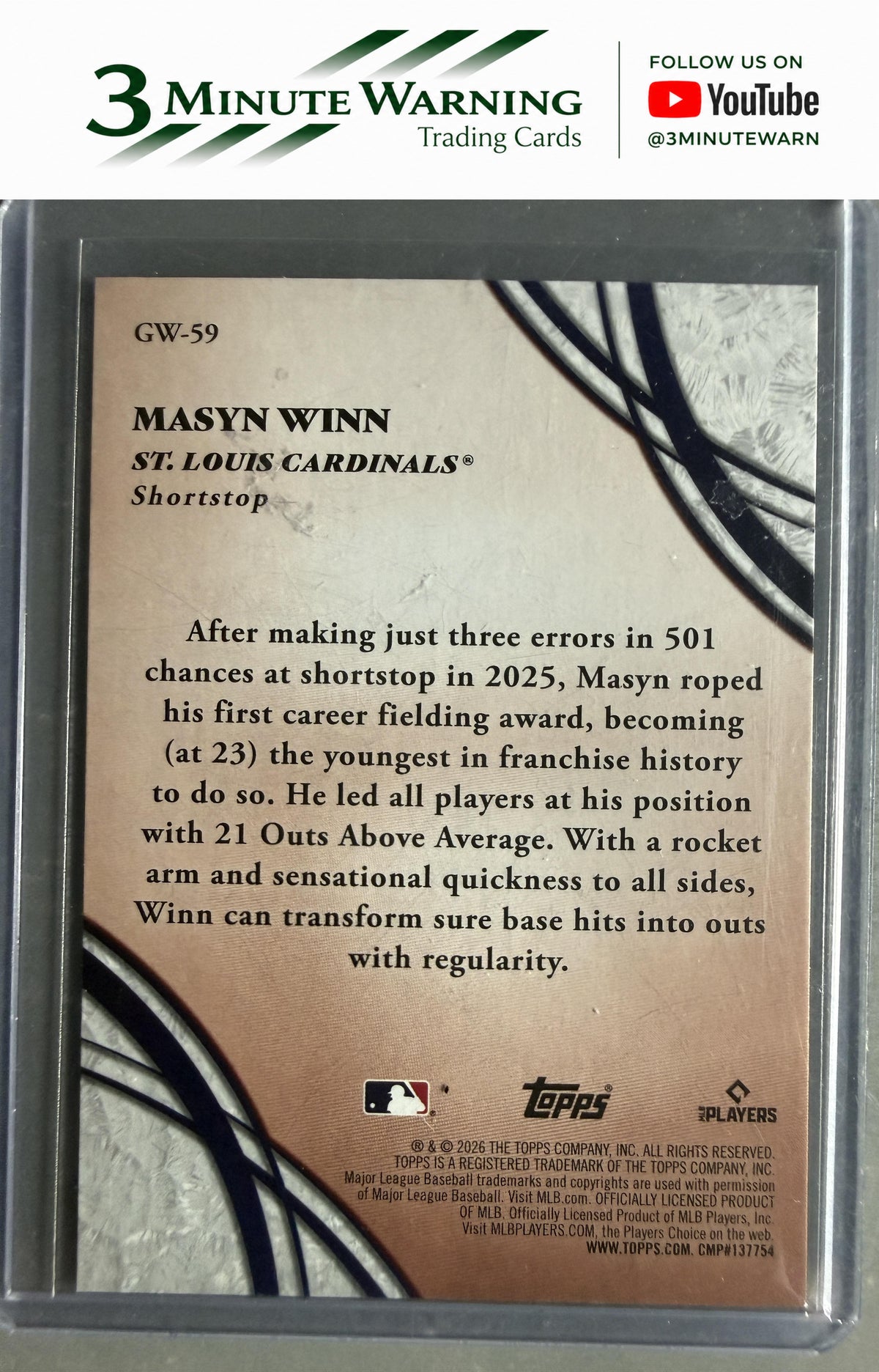 2026 Topps #GW-59 Masyn Winn Glove Work
