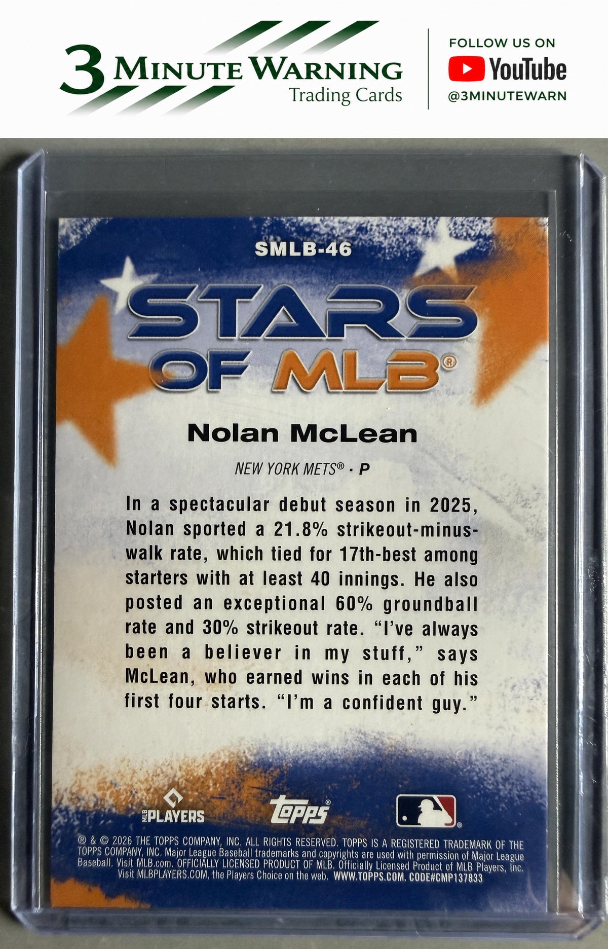 2026 Topps #SMLB-46 Nolan McLean Stars of MLB