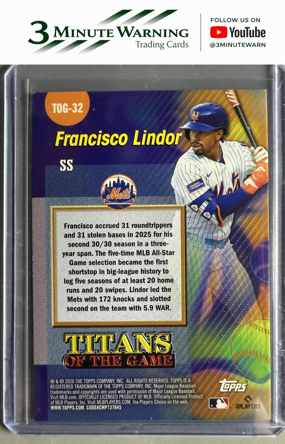 2026 Topps #TOG-32 Francisco Lindor Titans of the Game