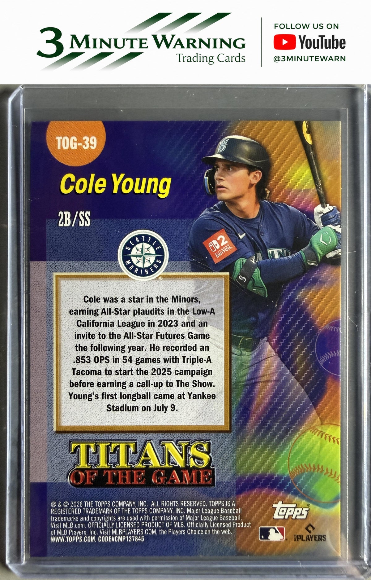 2026 Topps #TOG-39 Cole Young Titans of the Game