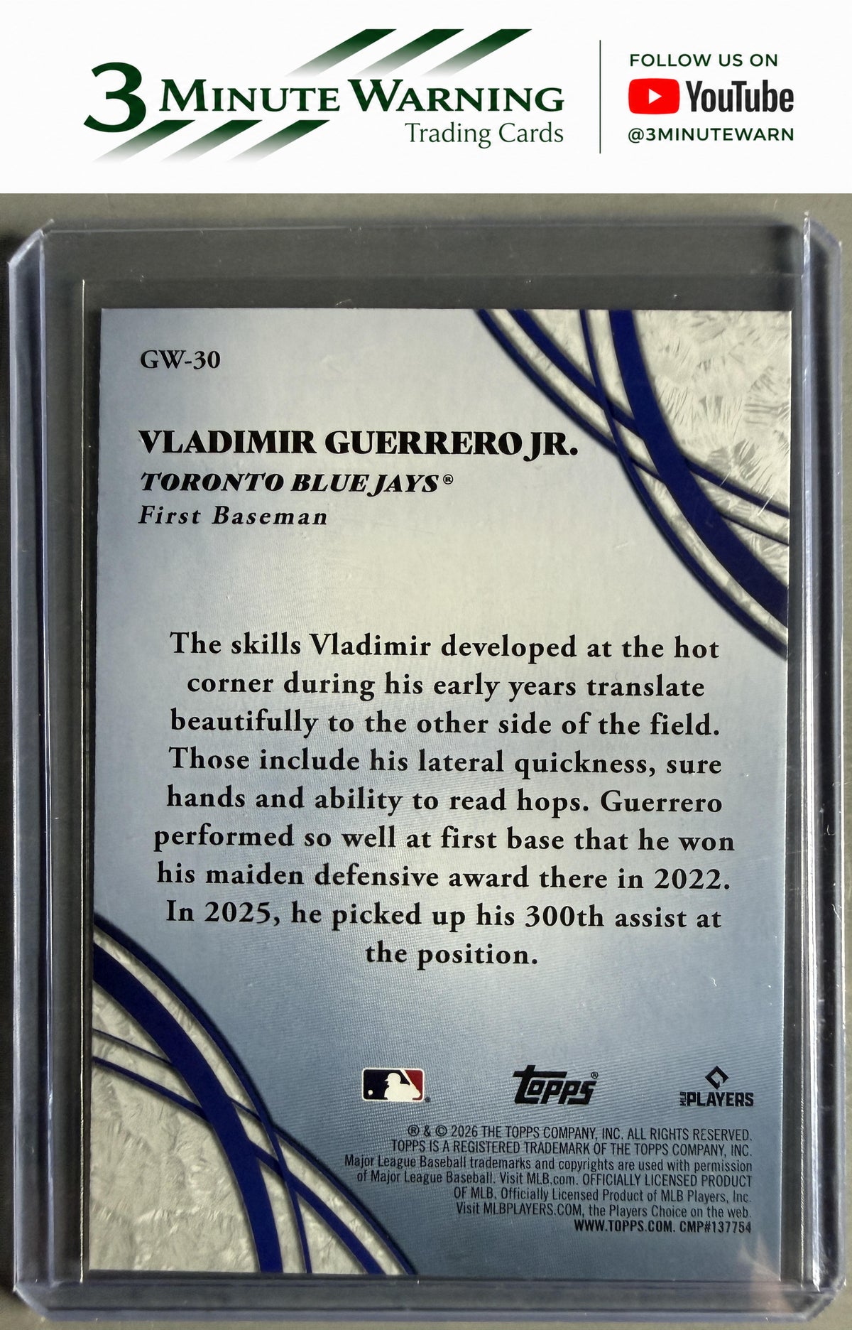 2026 Topps #GW-30 Vladimir Guerrero Jr. Glove Work