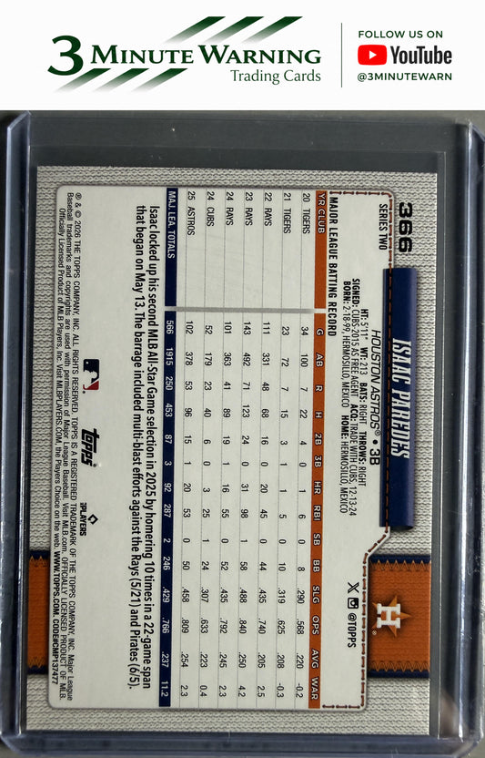 2026 Topps #366 Isaac Paredes Sandglitter