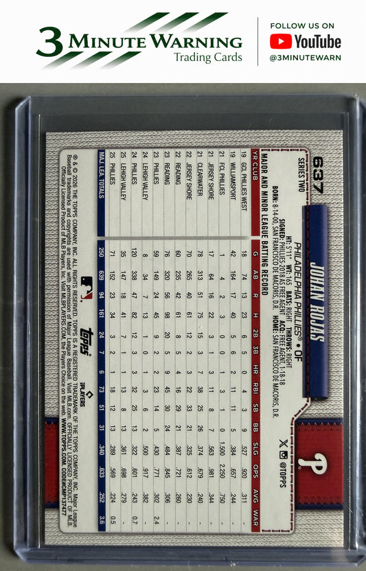 2026 Topps #637 Johan Rojas Holo Foil