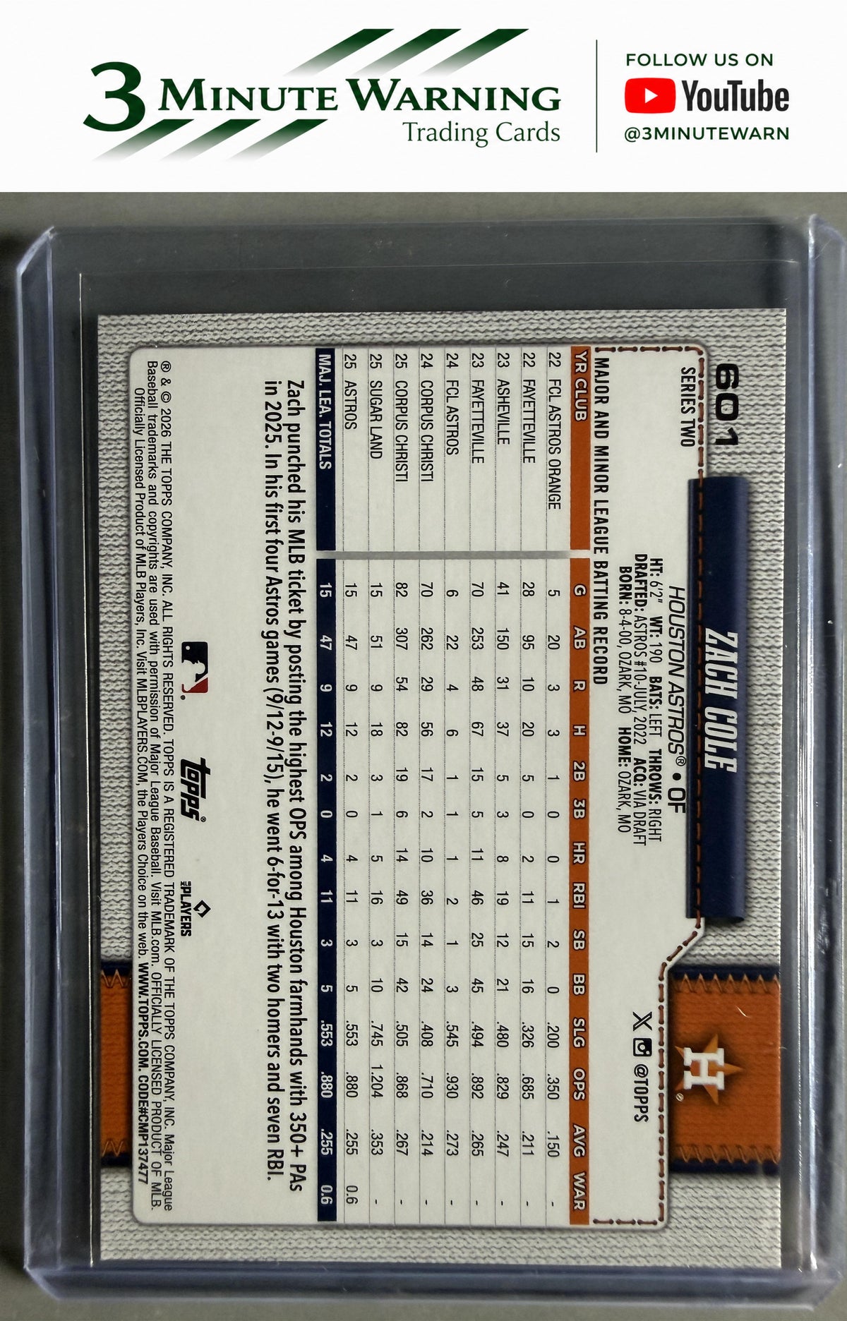 2026 Topps #601 Zach Cole