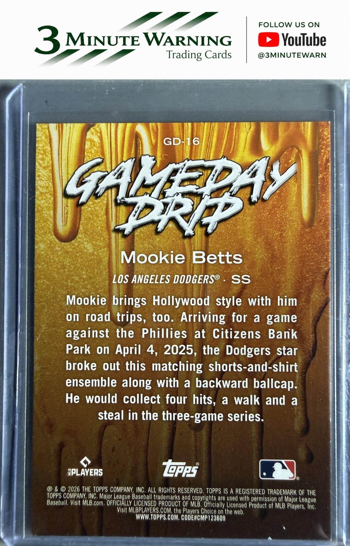 2026 Topps #GD-16 Mookie Betts Gameday Drip