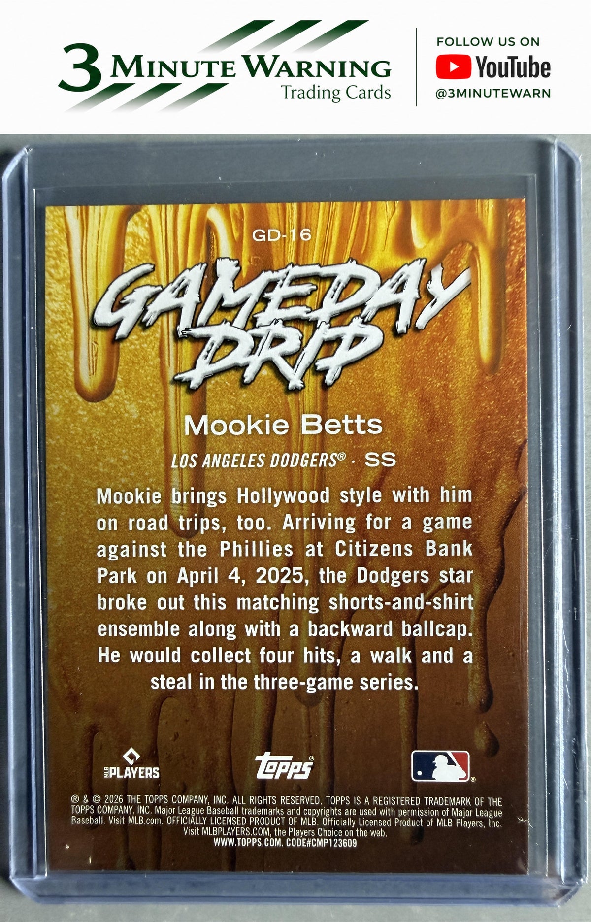 2026 Topps #GD-16 Mookie Betts Gameday Drip