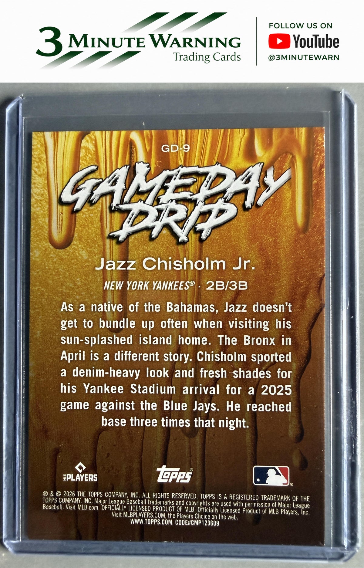 2026 Topps #GD-9 Jazz Chisholm Jr. Gameday Drip