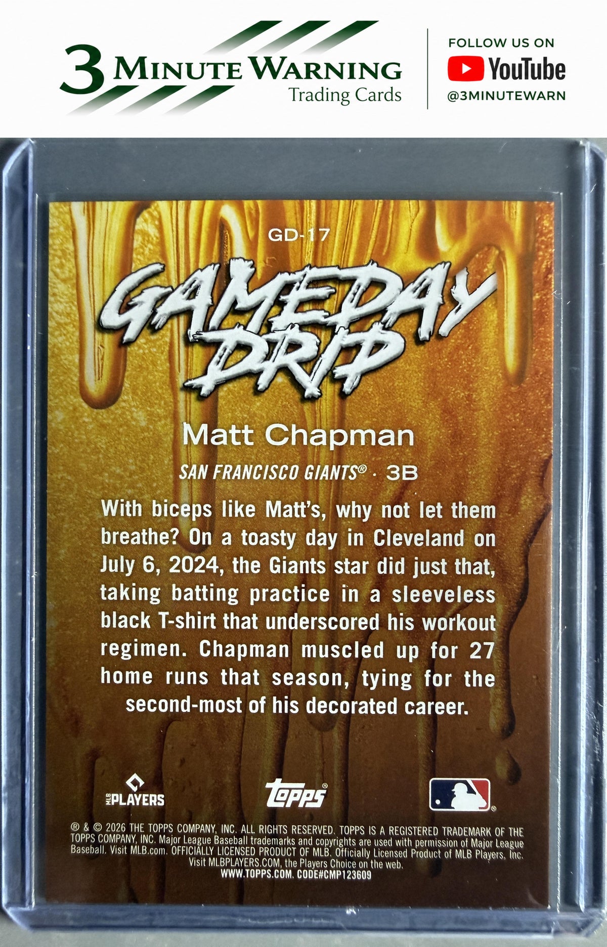 2026 Topps #GD-17 Matt Chapman Gameday Drip