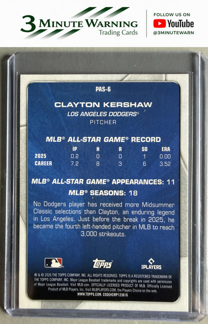 2026 Topps #PAS-6 Clayton Kershaw Perennial All Stars