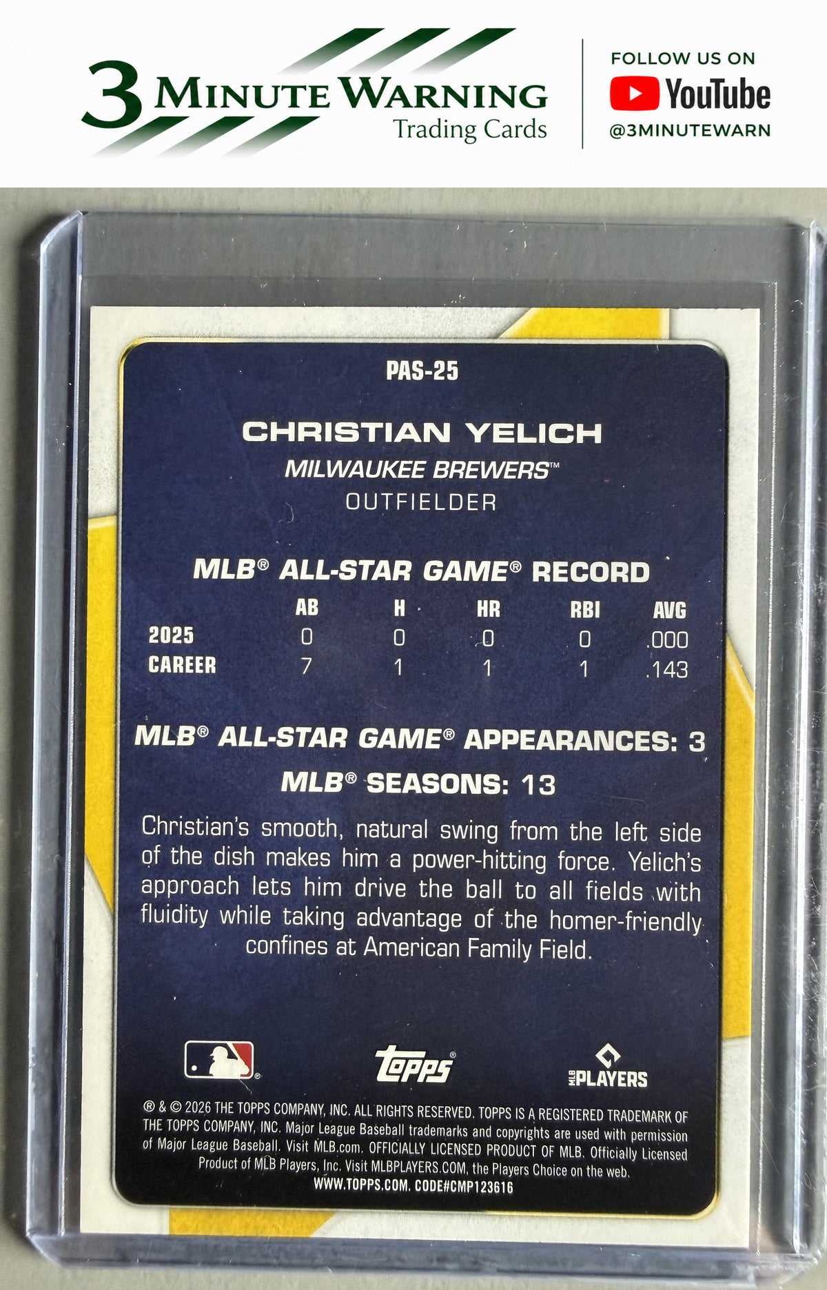 2026 Topps #PAS-25 Christian Yelich Perennial All Stars