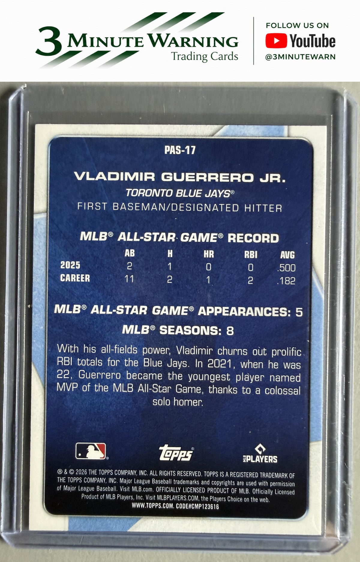 2026 Topps #PAS-17 Vladimir Guerrero Jr. Perennial All Stars