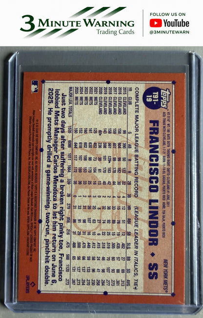 2026 Topps #T91-19 Francisco Lindor 1991 Topps Baseball (Series One)