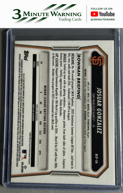 2026 Bowman #BCP-56 Josuar Gonzalez Chrome Prospects