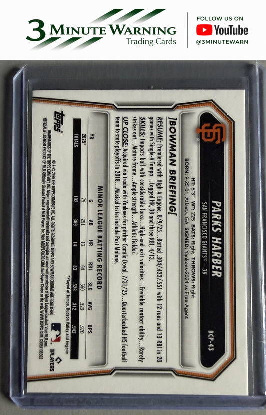 2026 Bowman #BCP-43 Parks Harber Chrome Prospects