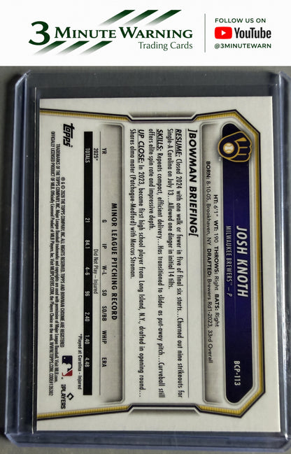 2026 Bowman #BCP-113 Josh Knoth Chrome Prospects