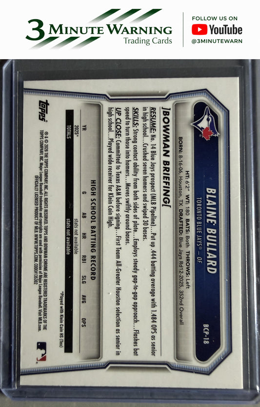 2026 Bowman #BCP-18 Blaine Bullard Chrome Prospects