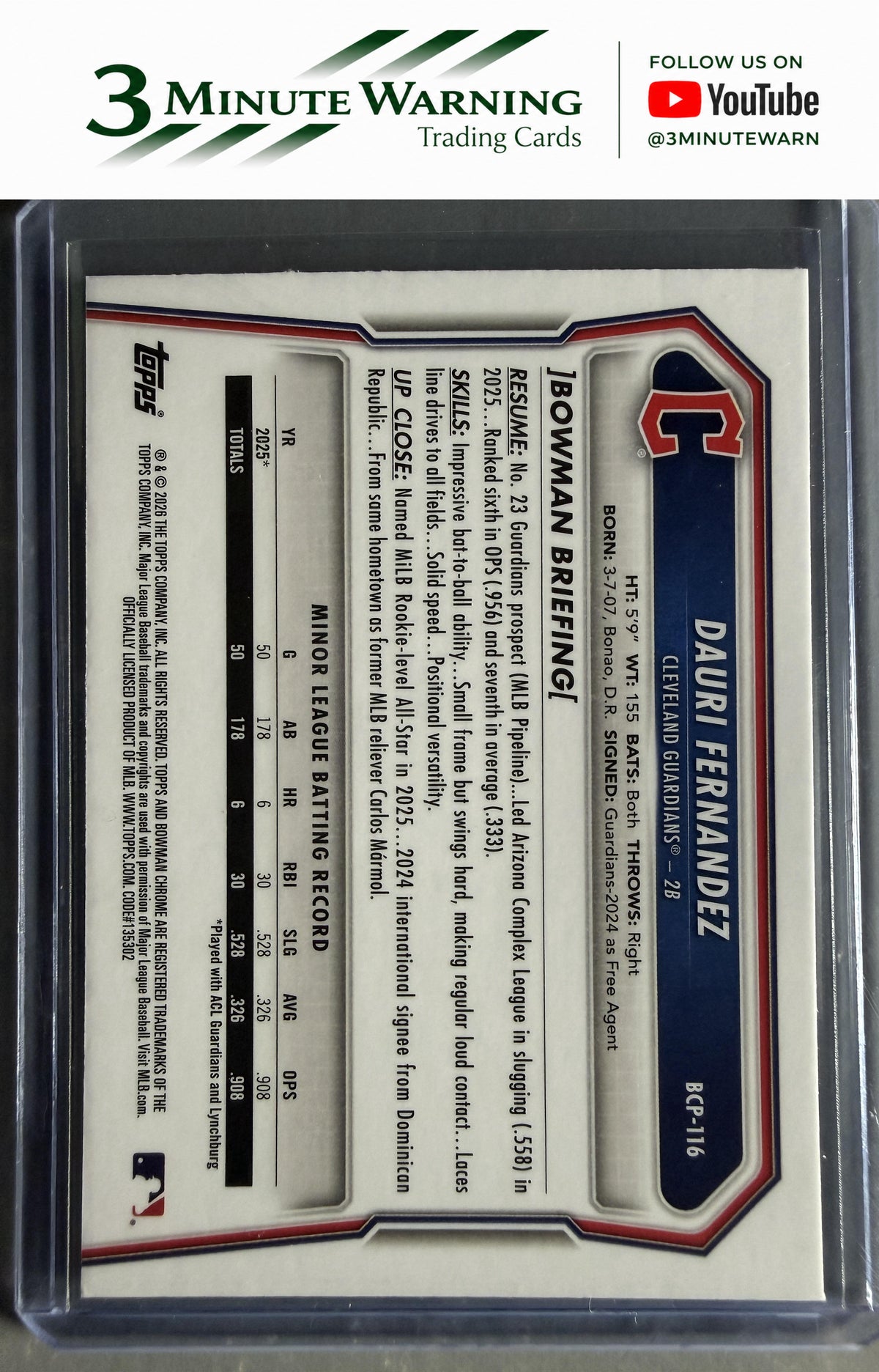 2026 Bowman #BCP-116 Dauri Fernandez Chrome Prospects