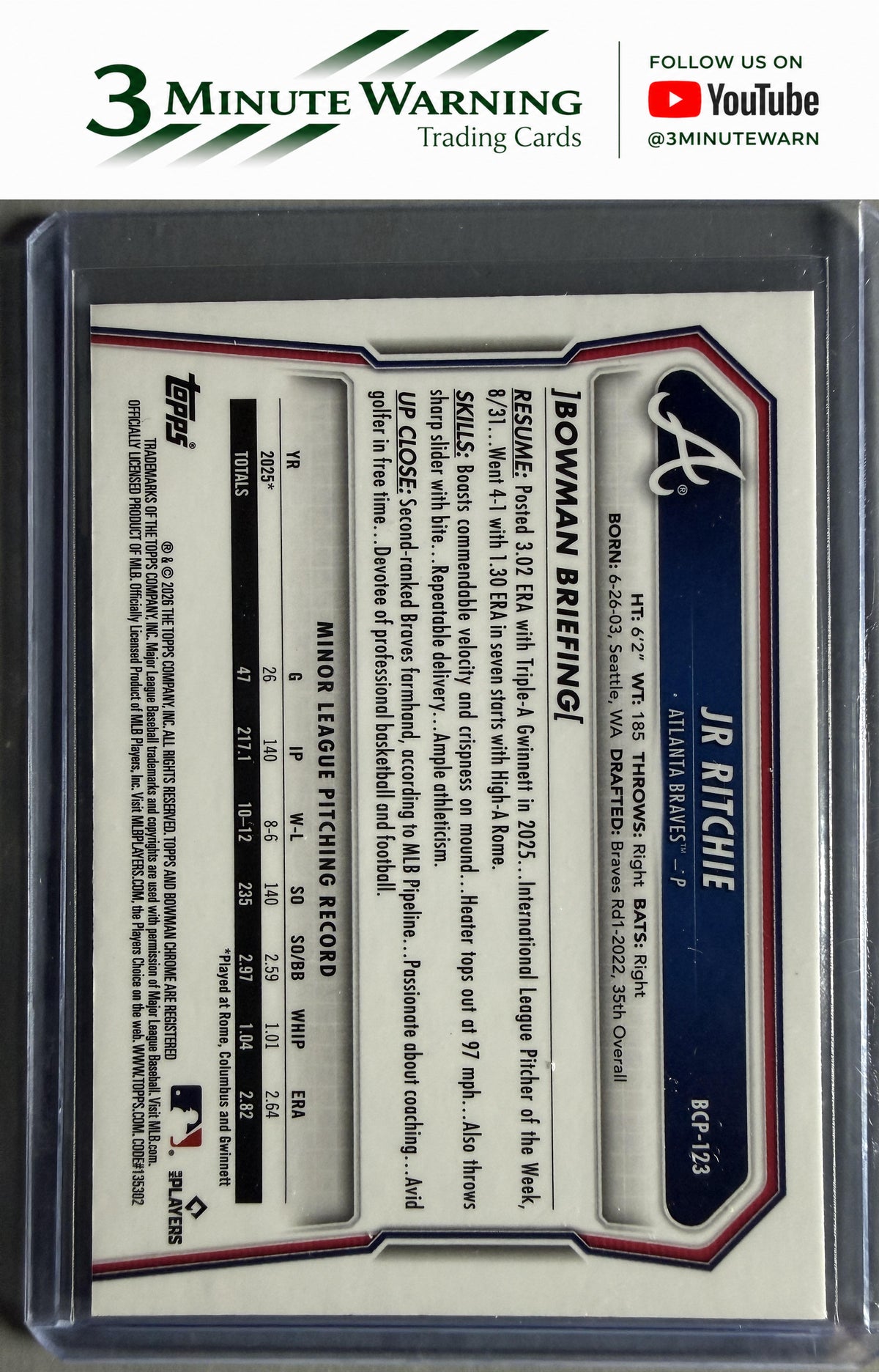 2026 Bowman #BCP-123 JR Ritchie Chrome Prospects