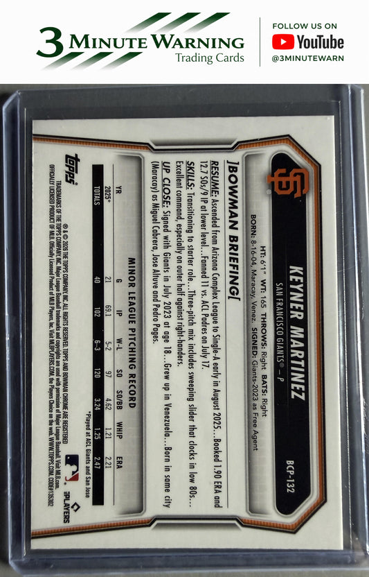 2026 Bowman #BCP-132 Keyner Martinez Chrome Prospects