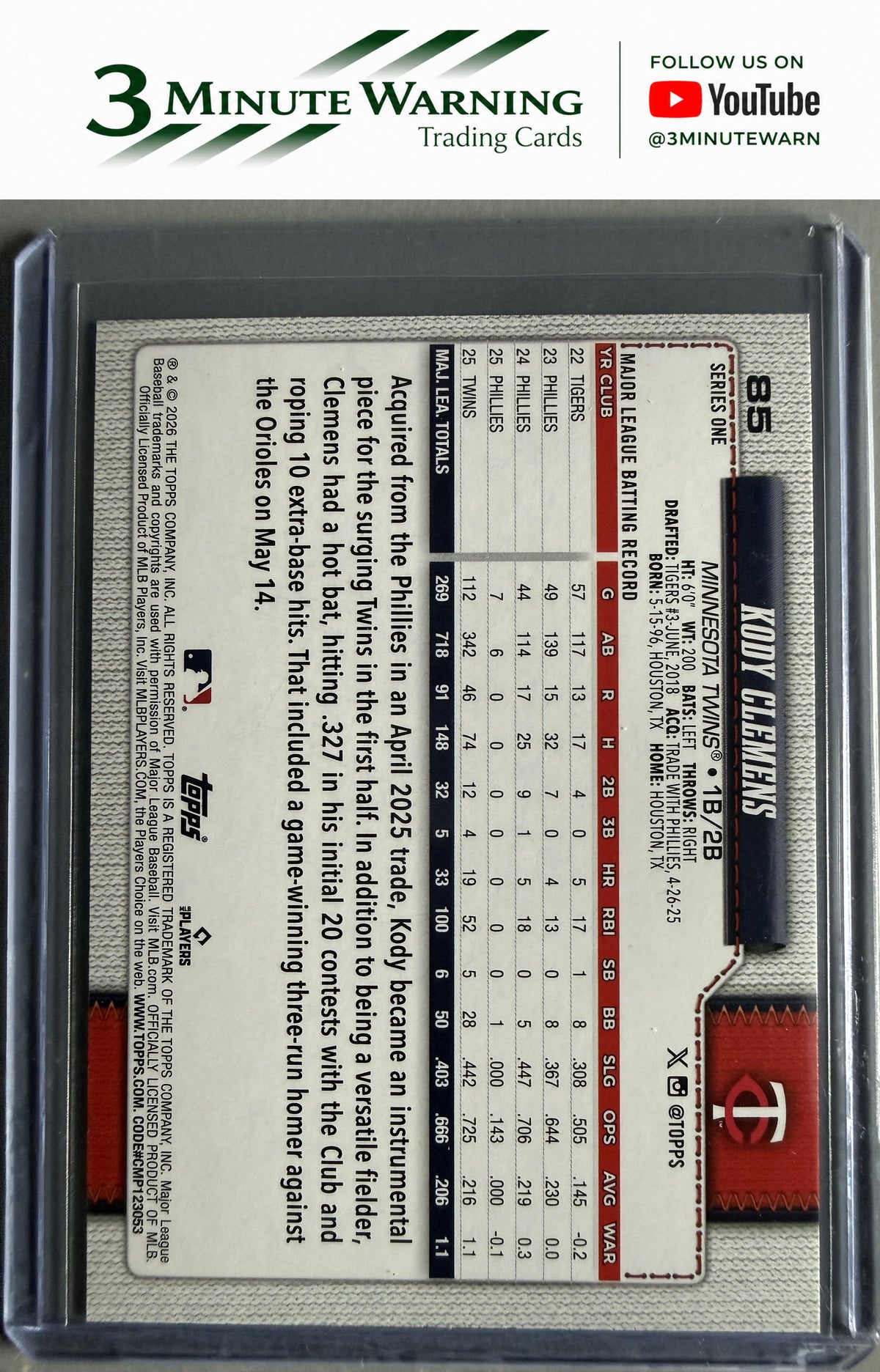 2026 Topps #85 Kody Clemens Sandglitter