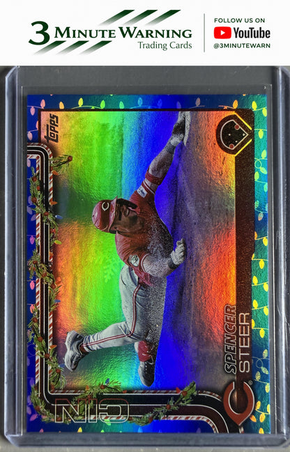 2025 Topps Holiday #H192 Spencer Steer Blue Metallic Holiday Lights