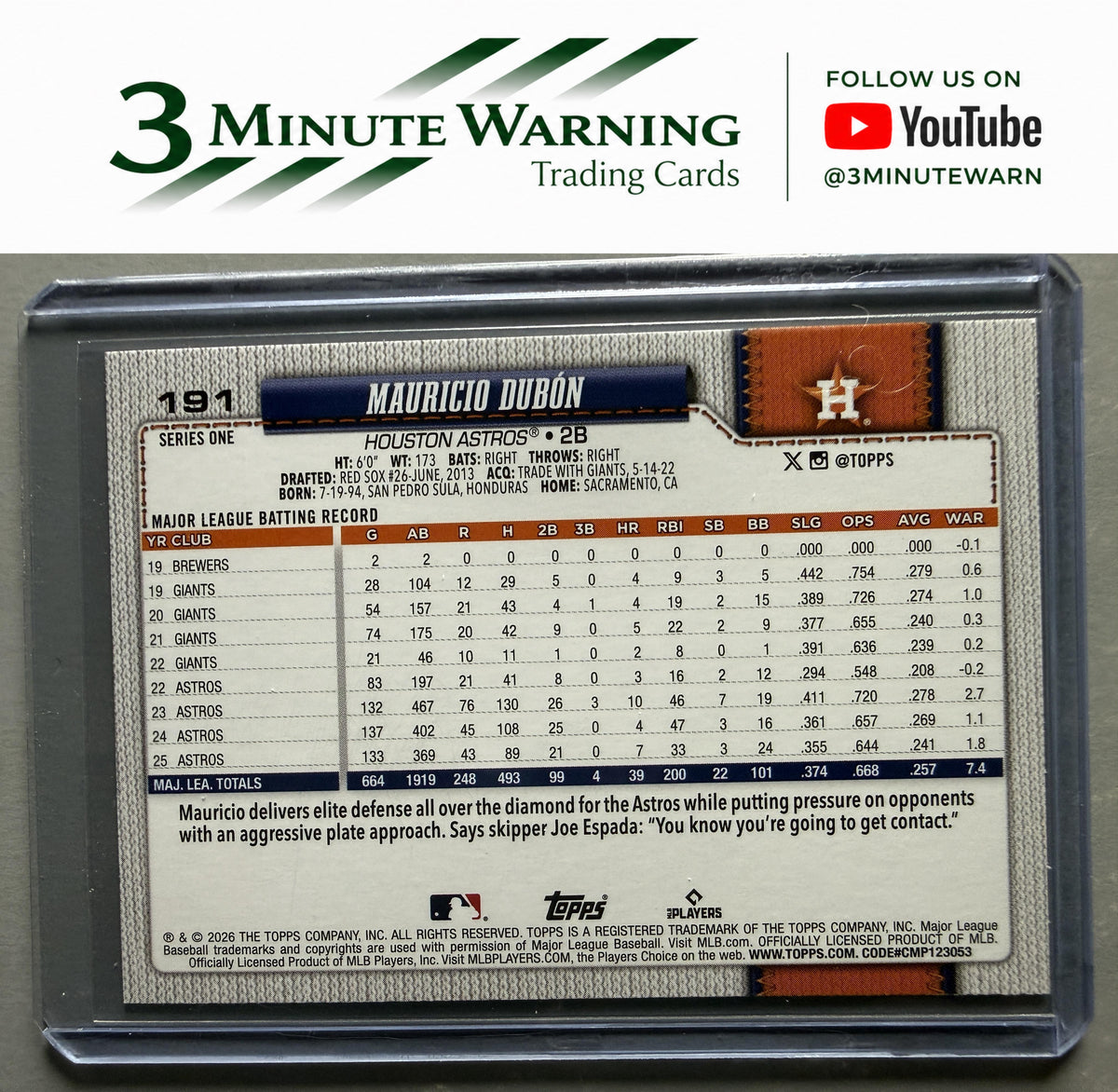 2026 Topps #191 Mauricio Dubón Sandglitter