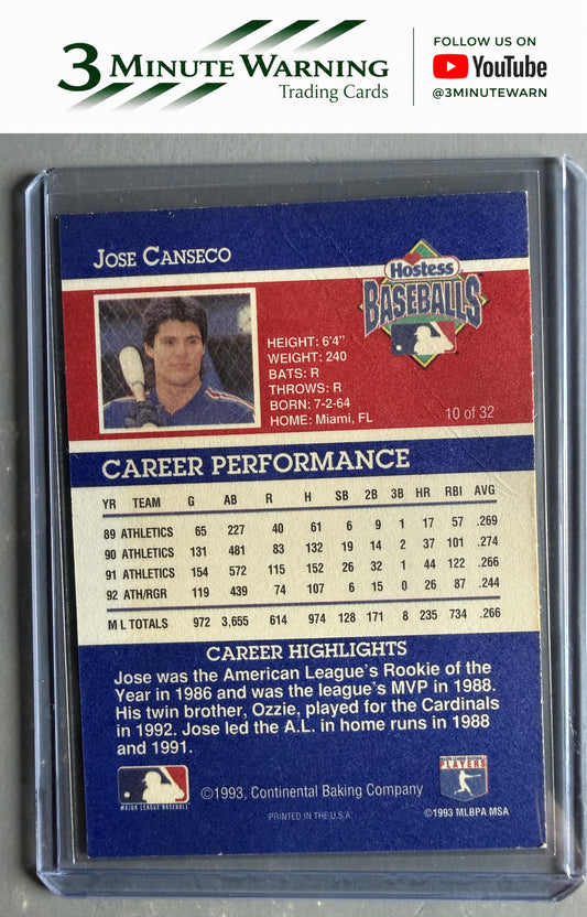 1993 Hostess #10 Jose Canseco