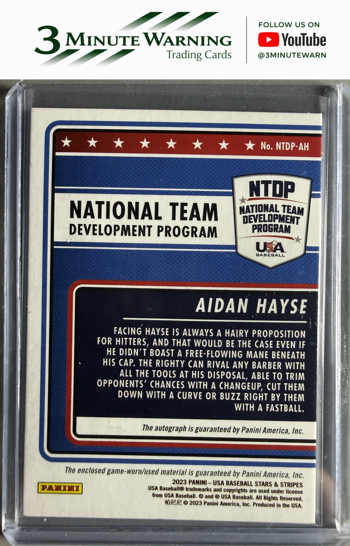 2023 Panini Stars & Stripes USA Baseball #NTDP-AH Aidan Hayse