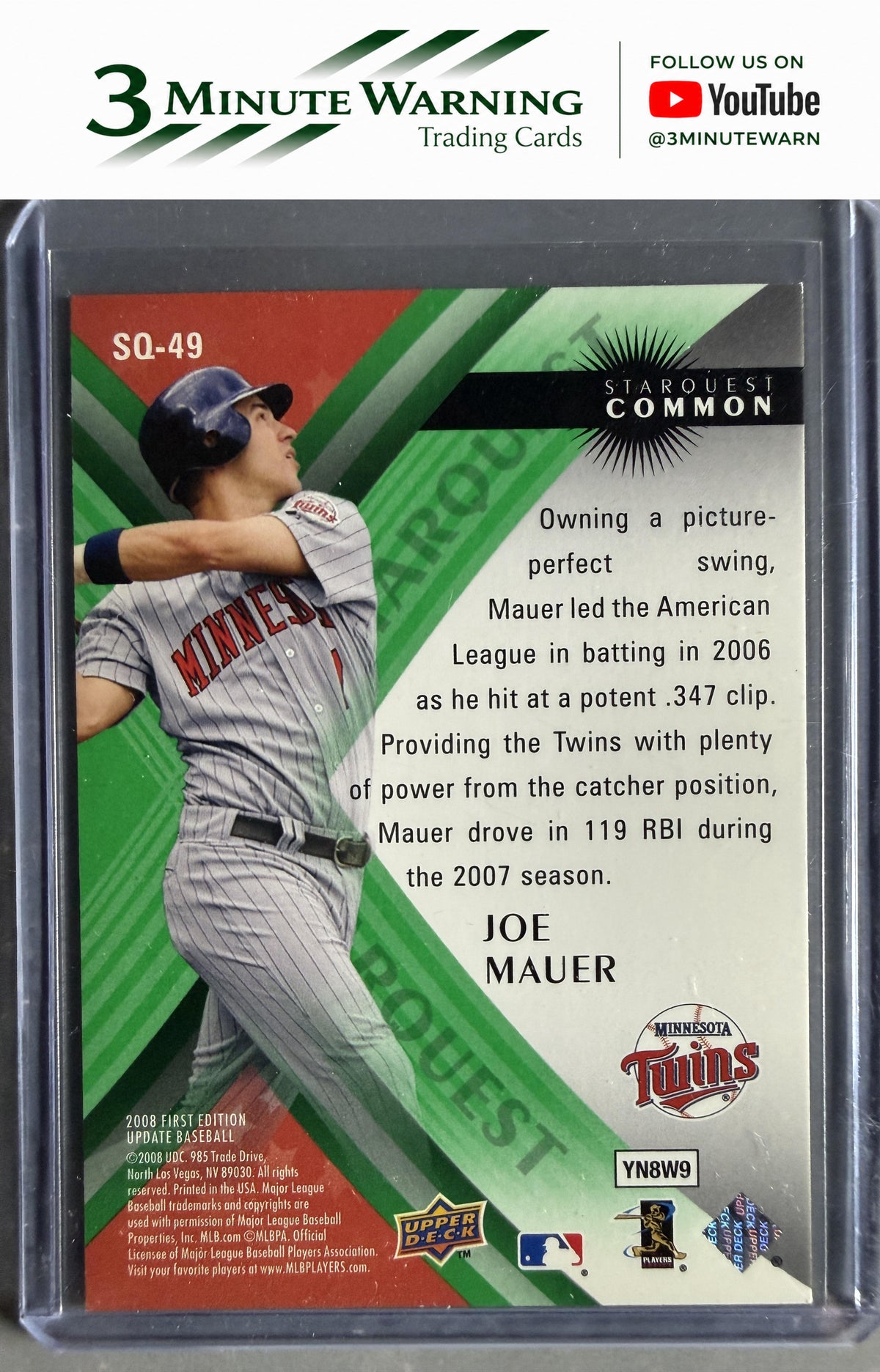 2008 Upper Deck First Edition #SQ-49 Joe Mauer StarQuest Green Common