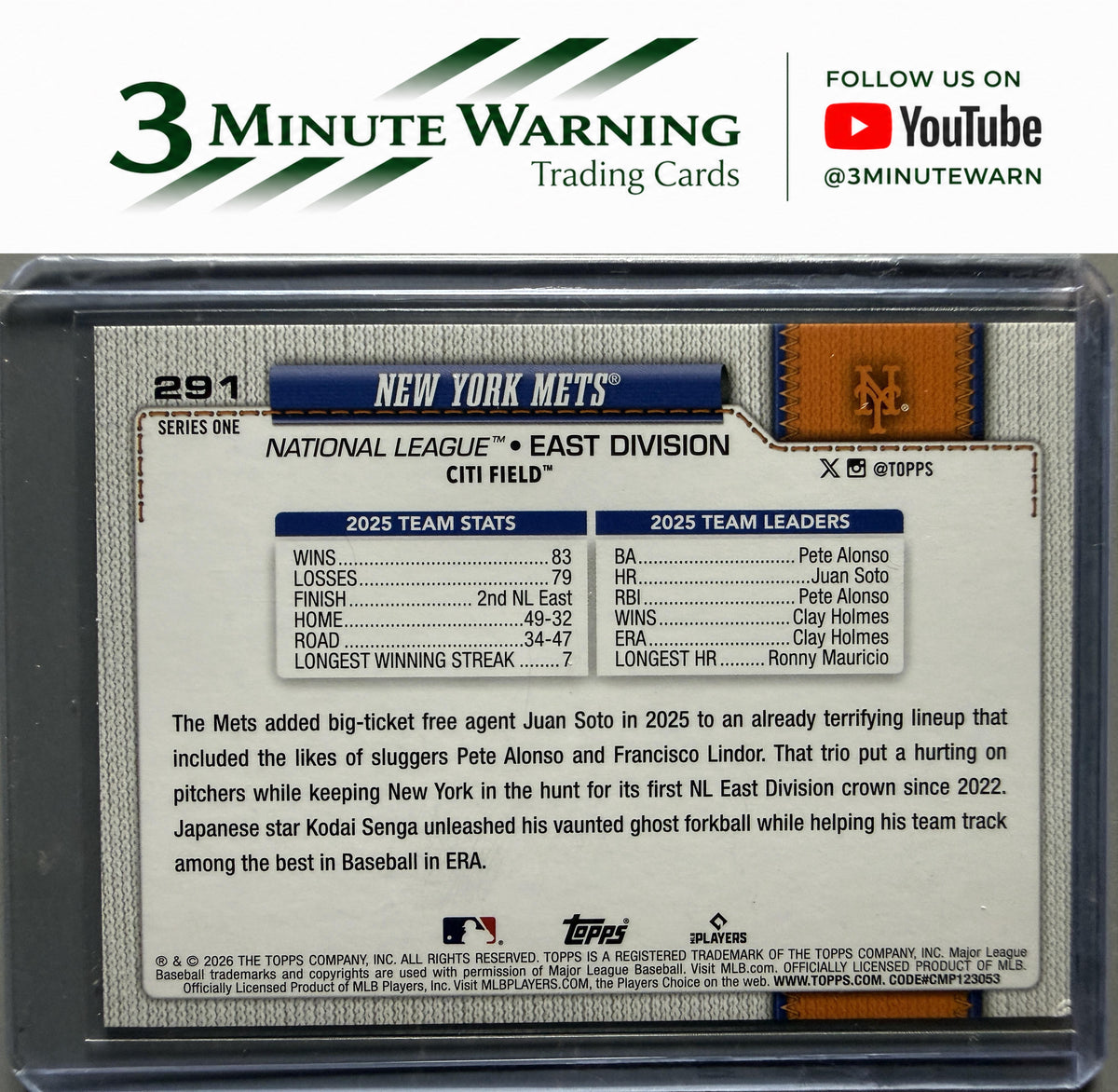 2026 Topps #291 New York Mets Sandglitter