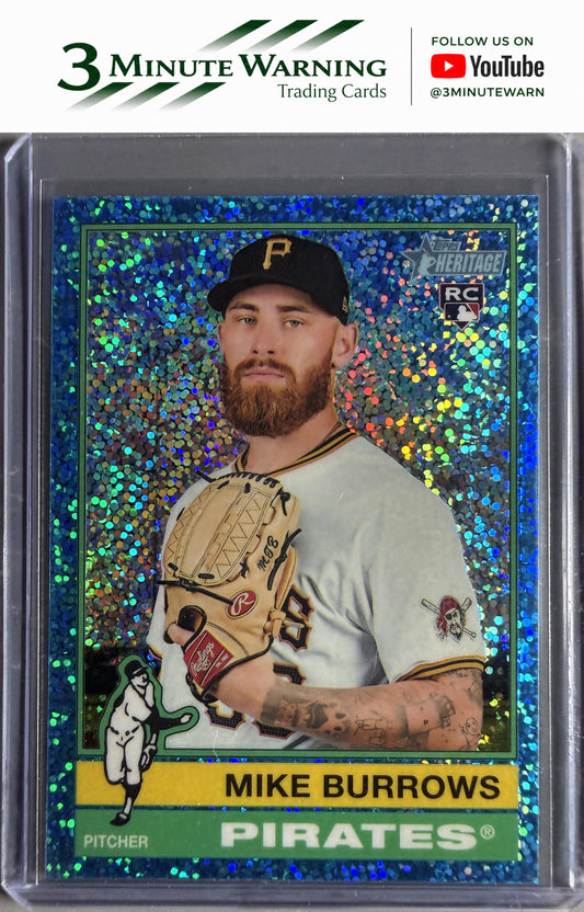 2025 Topps Heritage #328 Mike Burrows Chrome Light Blue Sparkle Refractor
