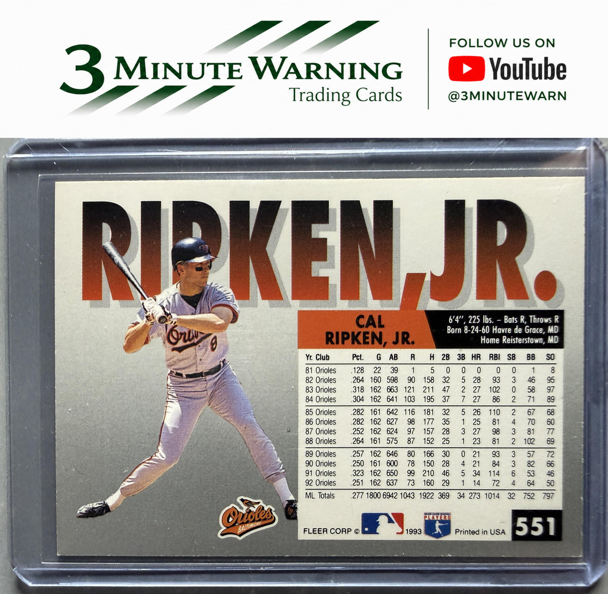 1993 Fleer #551 Cal Ripken, Jr.