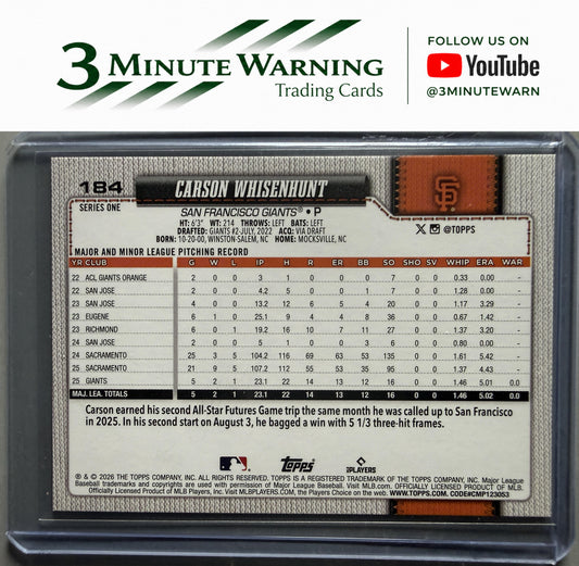 2026 Topps #184 Carson Whisenhunt