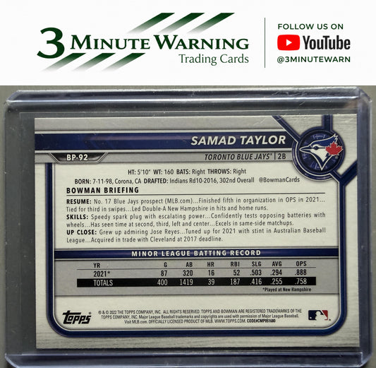 2022 Bowman #BP-92 Samad Taylor Prospects