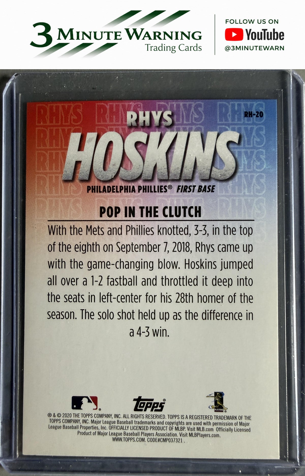 2020 Topps #RH-20 Rhys Hoskins Player Highlights Rhys Hoskins