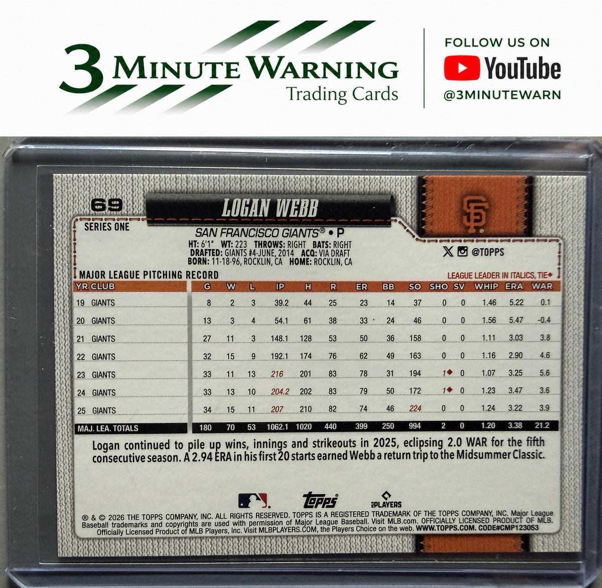 2026 Topps #69 Logan Webb Spring Training