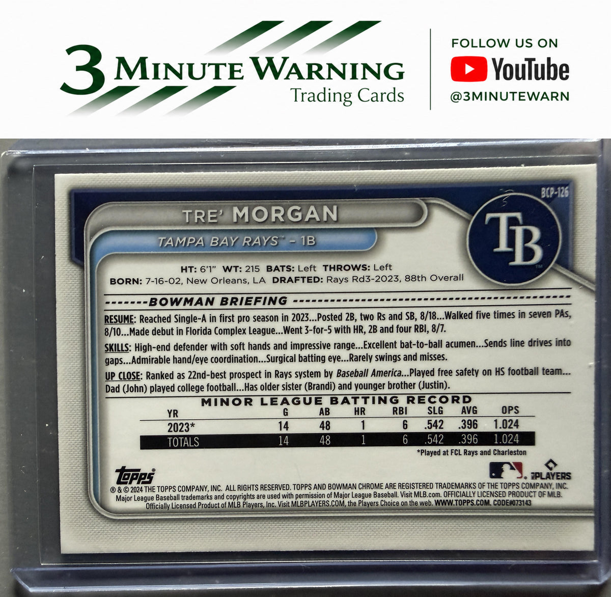 2024 Bowman #BCP-126 Tre' Morgan Chrome Prospects