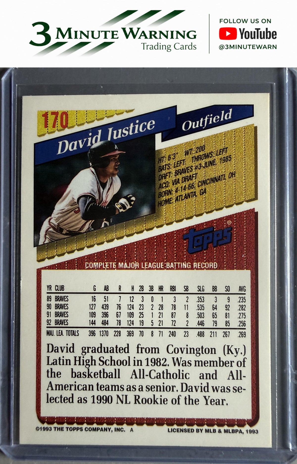 1993 Topps #170 David Justice
