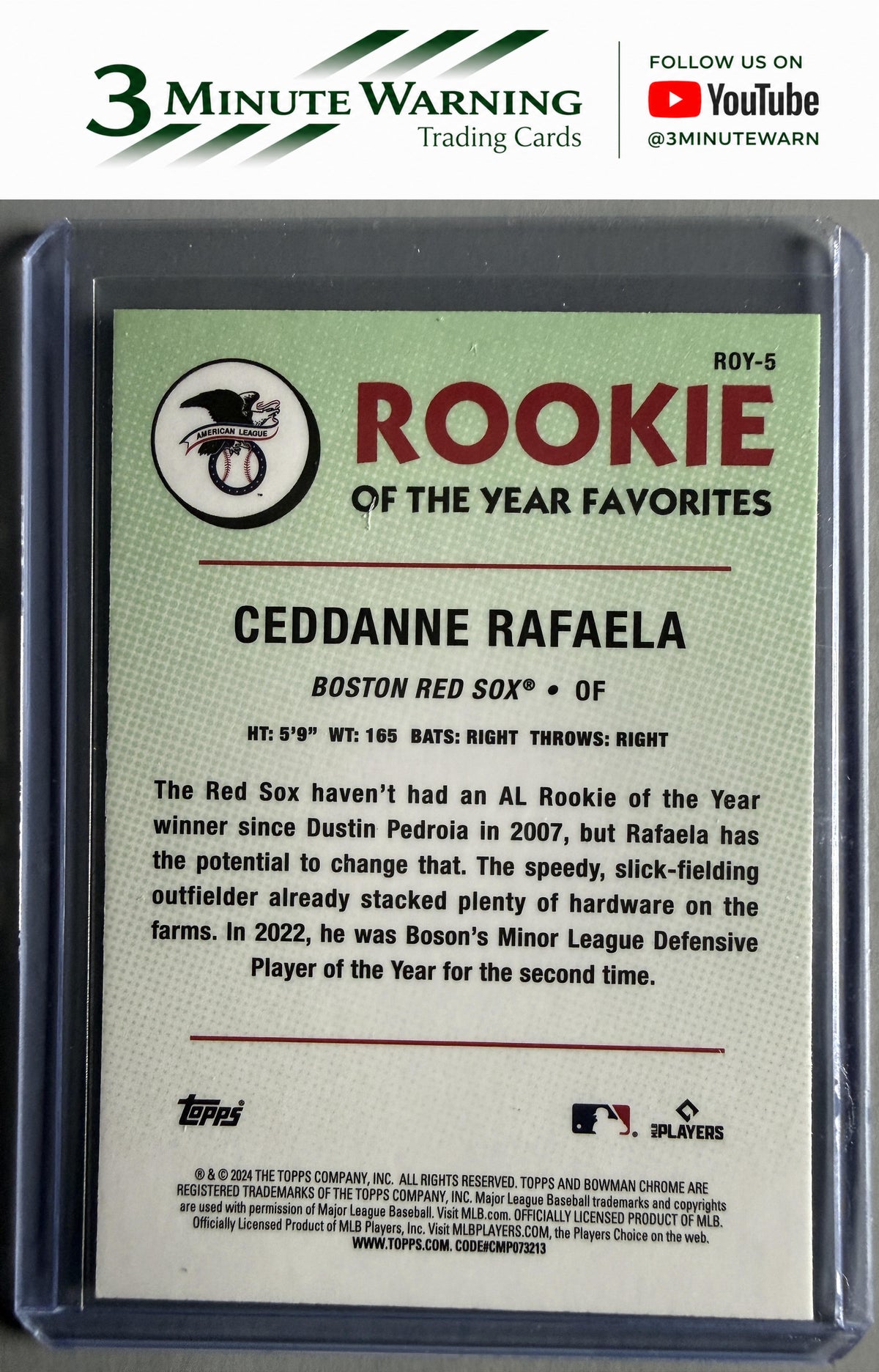 2024 Bowman #ROY-5 Ceddanne Rafaela Rookie of the Year Favorites