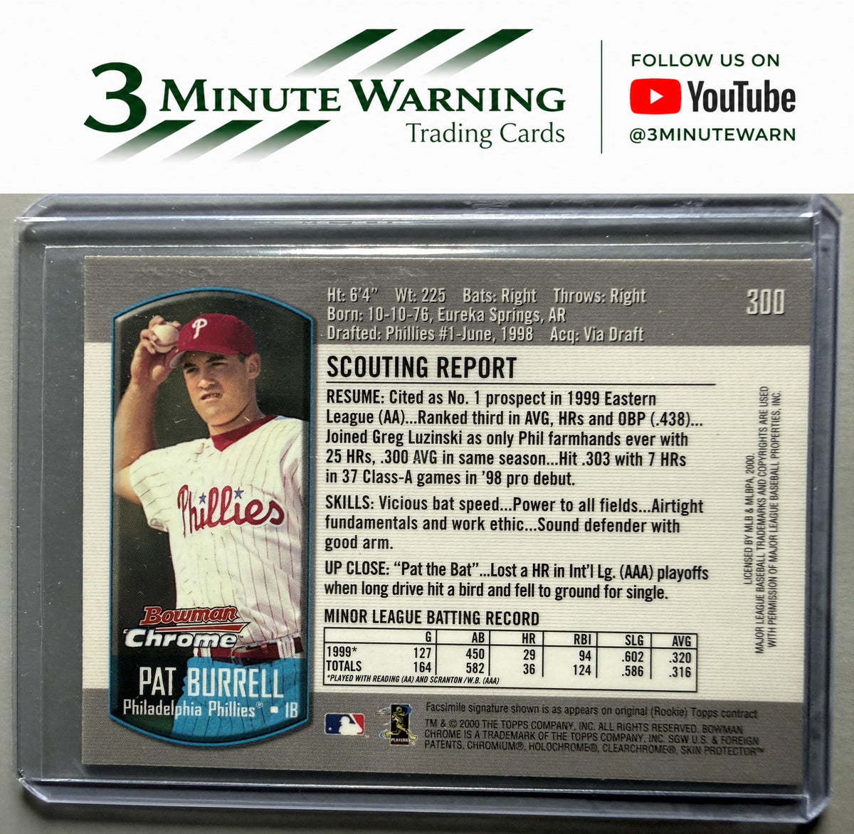 2000 Bowman Chrome #300 Pat Burrell
