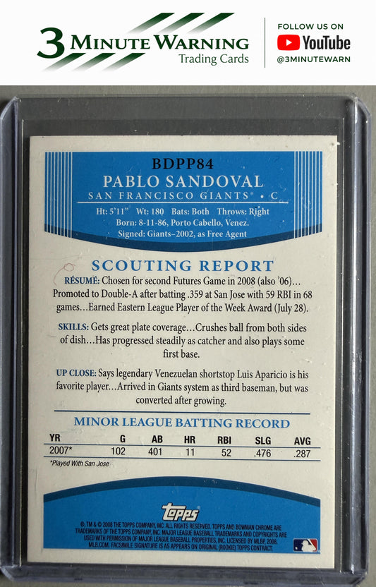 2008 Bowman Draft Picks & Prospects #BDPP84 Pablo Sandoval Prospects